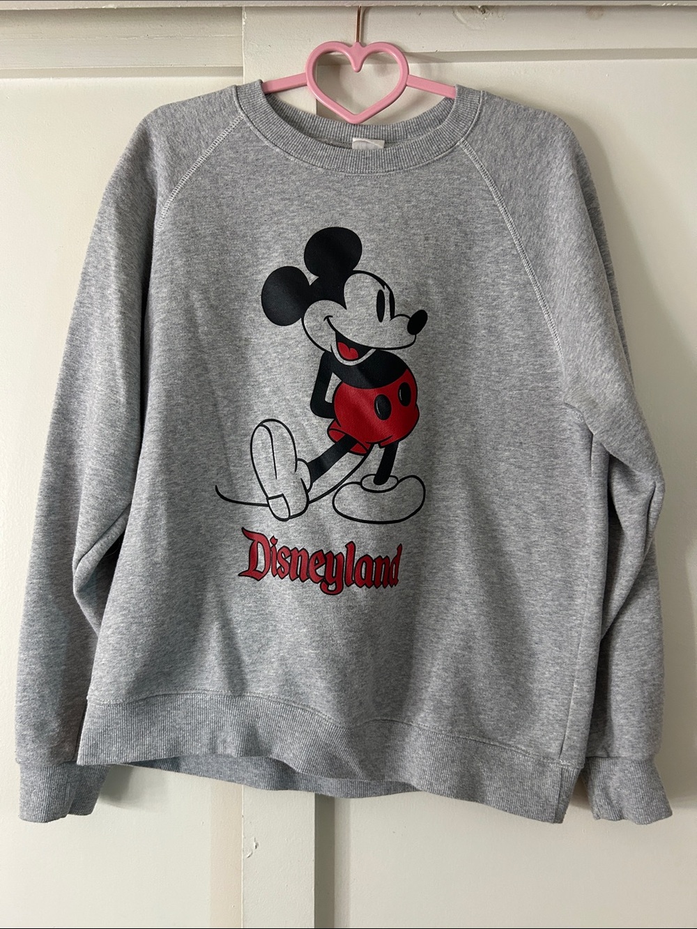 Disney Gray Crewneck Sweatshirt with Red & Black Mickey Graphic